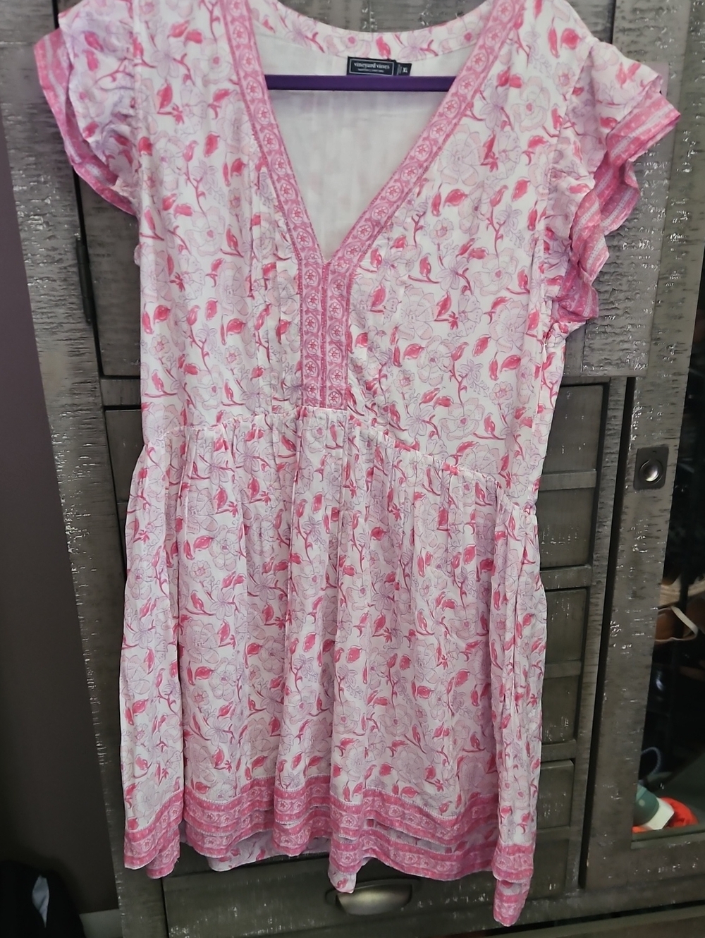 Vineyard Vines Pink and White Floral Womens Dress